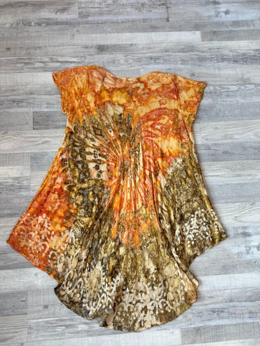 Riviera Sun orange tie dye loose embroidered short sleeve dress size XL A4 - Picture 6 of 7